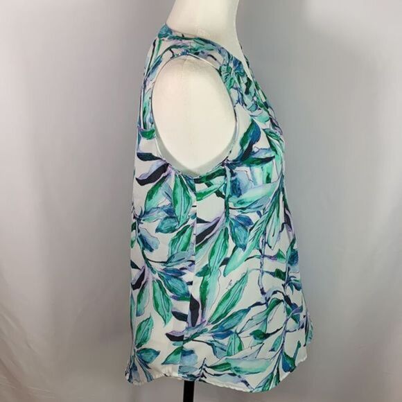St. Tropez West Nature Plant Sleeveless Blouse Tank - Picture 6 of 8